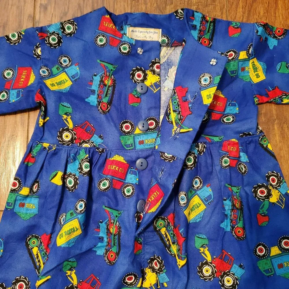 Vintage Handmade Tractor Truck Jumpsuit Baby Boy 6-9 Months